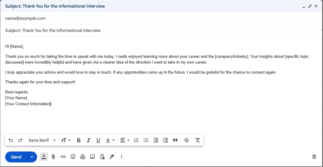 Follow-Up Email After an Informational Interview